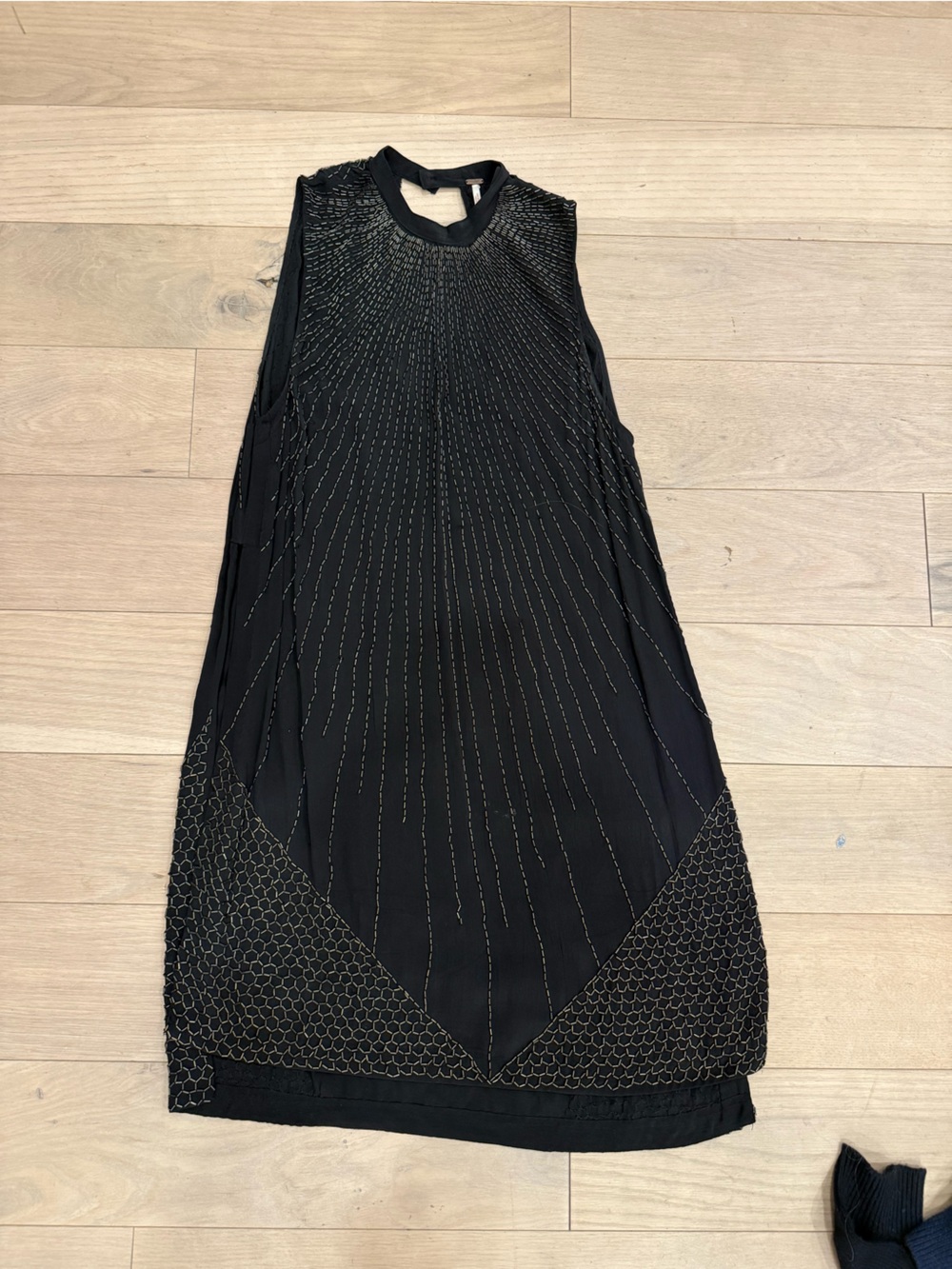 Vintage Free People Art Deco Beaded Mini Dress